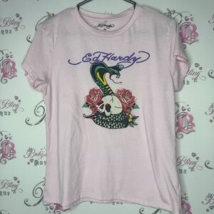 Ed hardy tshirt tee graphic snake rose pink purple tattoo style DON ED HARDY y2k